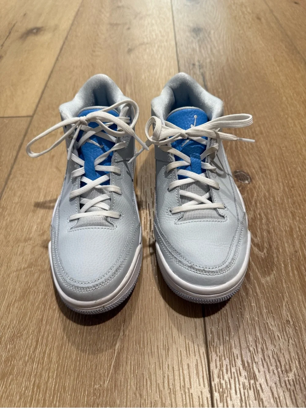 Jordan Kids White and Light Blue Mid-Top Sneakers